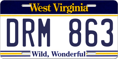 WV license plate DRM863