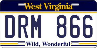 WV license plate DRM866