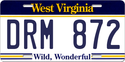 WV license plate DRM872