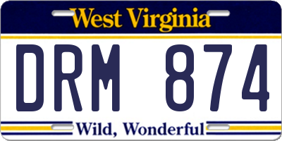 WV license plate DRM874