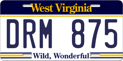 WV license plate DRM875