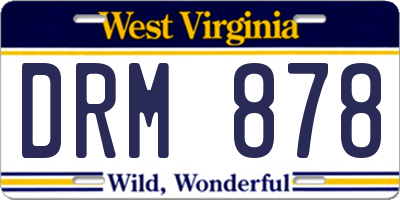WV license plate DRM878