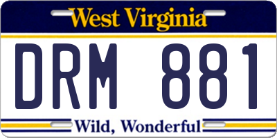 WV license plate DRM881