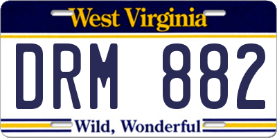 WV license plate DRM882