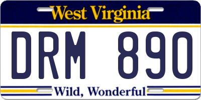WV license plate DRM890