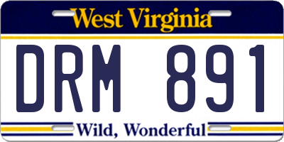 WV license plate DRM891