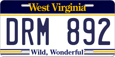 WV license plate DRM892