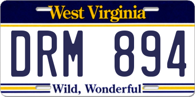 WV license plate DRM894