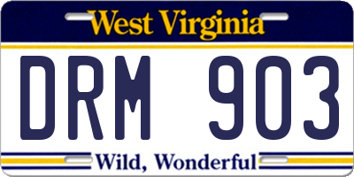 WV license plate DRM903