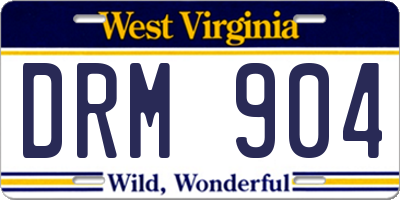 WV license plate DRM904