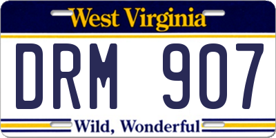 WV license plate DRM907
