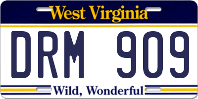 WV license plate DRM909