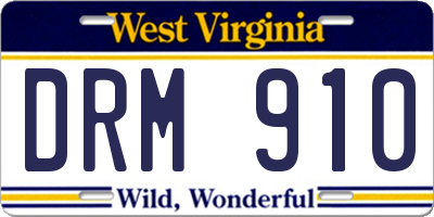 WV license plate DRM910