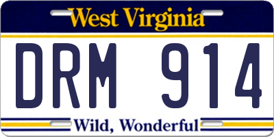 WV license plate DRM914