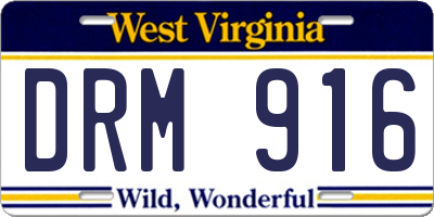 WV license plate DRM916