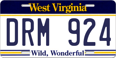 WV license plate DRM924