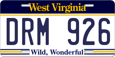 WV license plate DRM926