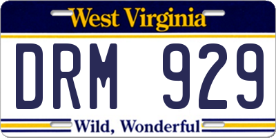 WV license plate DRM929