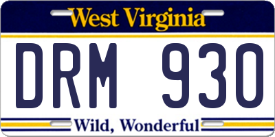 WV license plate DRM930