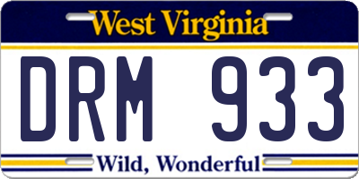 WV license plate DRM933