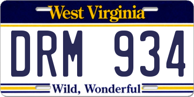 WV license plate DRM934