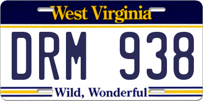 WV license plate DRM938