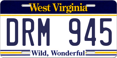 WV license plate DRM945