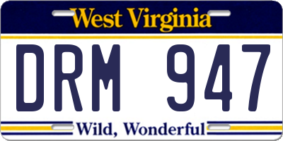 WV license plate DRM947