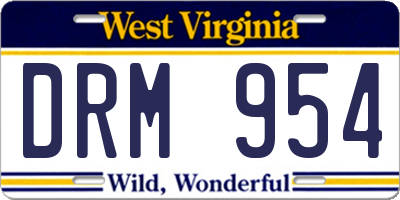 WV license plate DRM954