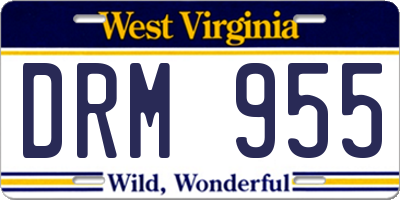 WV license plate DRM955
