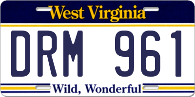 WV license plate DRM961