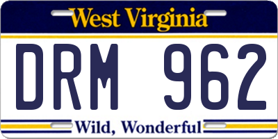 WV license plate DRM962