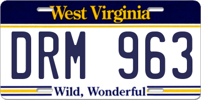 WV license plate DRM963