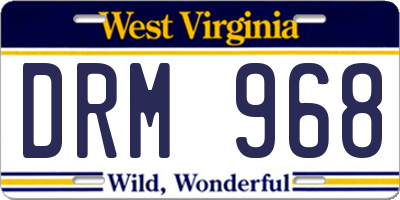 WV license plate DRM968