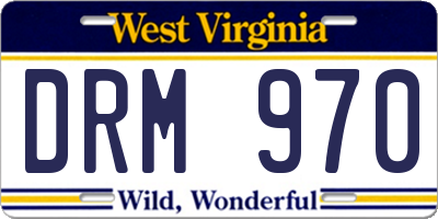 WV license plate DRM970