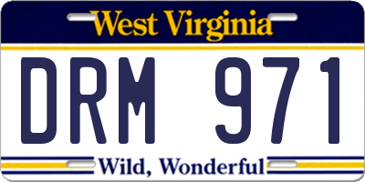 WV license plate DRM971