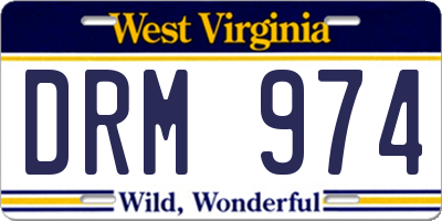 WV license plate DRM974