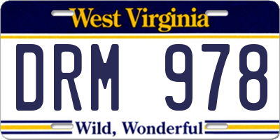 WV license plate DRM978