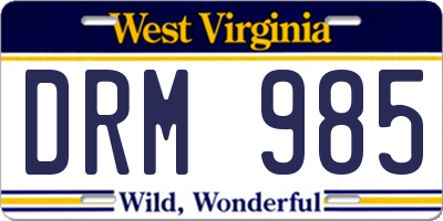 WV license plate DRM985