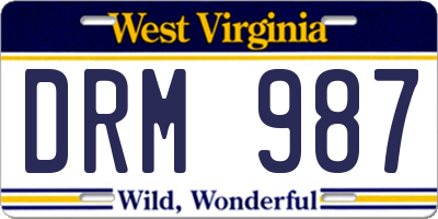 WV license plate DRM987