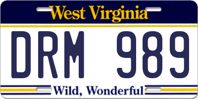 WV license plate DRM989