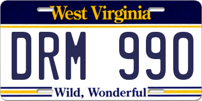WV license plate DRM990