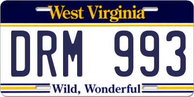 WV license plate DRM993
