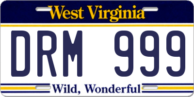 WV license plate DRM999