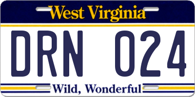 WV license plate DRN024
