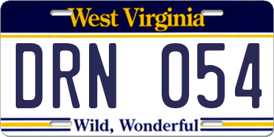 WV license plate DRN054