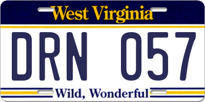 WV license plate DRN057