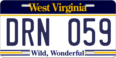 WV license plate DRN059