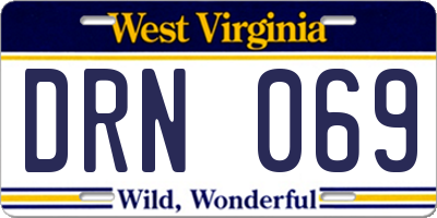 WV license plate DRN069
