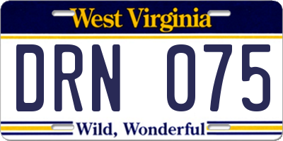 WV license plate DRN075